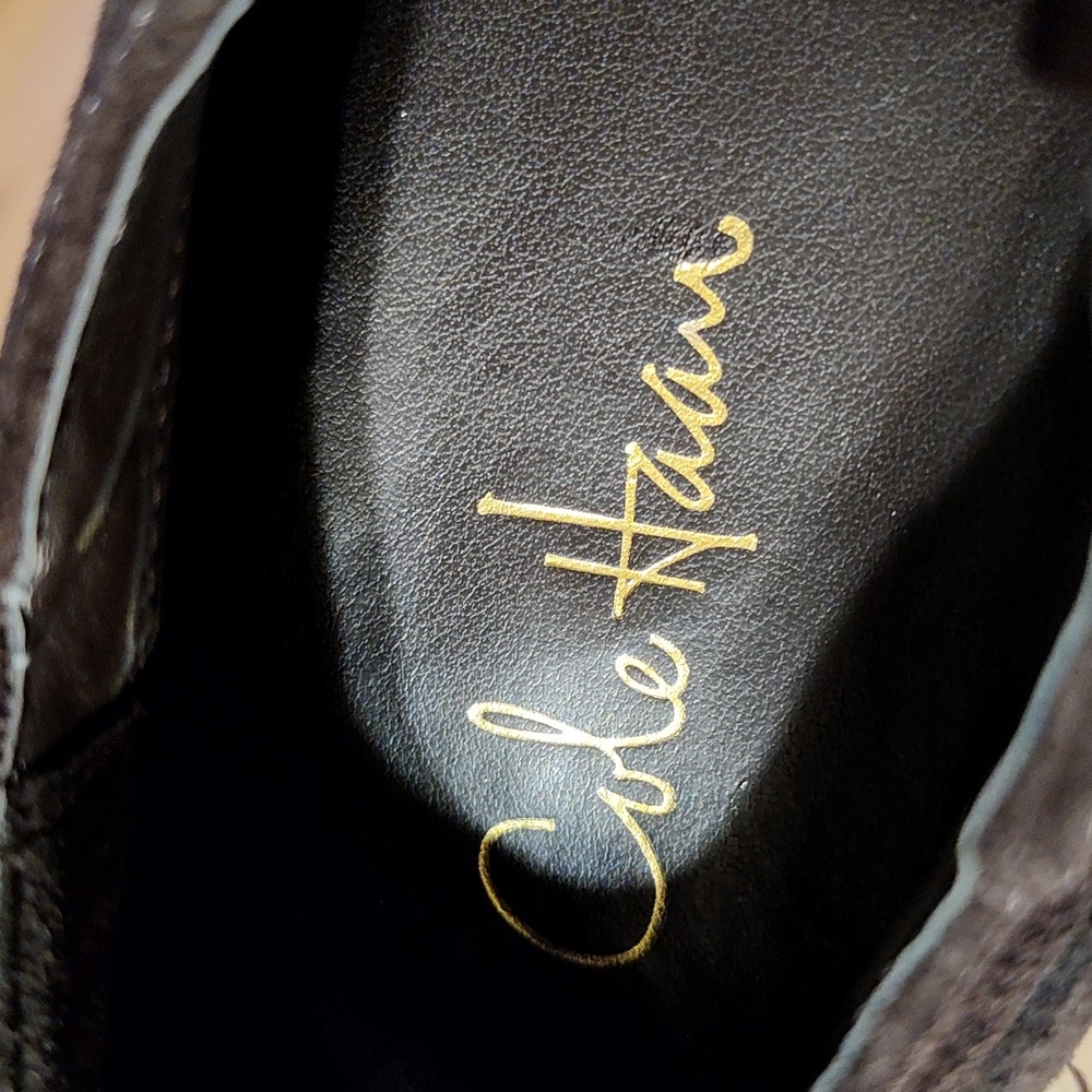 Cole Haan Nike Air Suede Ankle Boots Brown Wedge Heel Slip-On Waterproof 8.5 - Picture 11 of 12